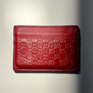 Gucci Red Microguccissima Card Holder *Great Condition!